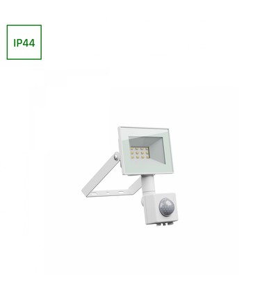 Noctis Lux 4 Projektør 10W - Nøytral hvit, 230V, IP44, 94x150x53mm, Hvit, PIR sensor