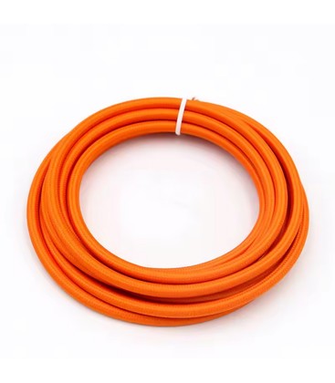 Stoffkabel 2x0,75 mm², tekstil - 5 meter, 230V, oransje