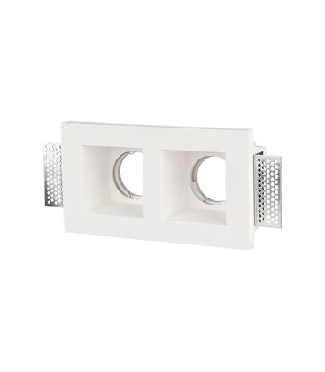 GU10 gipslampe - firkant, hvit, 1x2 holder