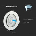 Downlight-sett uten lyskilde - Hull: Ø8,5 cm, Mål: Ø9,5 cm, Hvit, velg MR16 eller GU10 sokkel