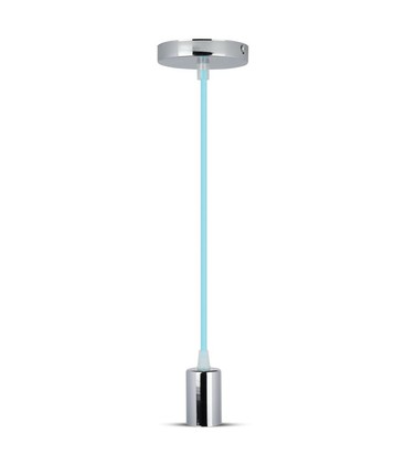E27 Krom Metall Kopp-Pendel Lampe - Lyseblå E27 Krom Metall Kopp-Pendel Lampe - Lyseblå