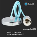 E27 Krom Metall Kopp-Pendel Lampe - Lyseblå