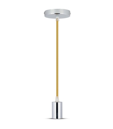 E27 Krom Metall Kopp Pendellampe - Beige