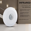 V-Tac Bevegelsessensor 360° PIR - 1000W, 8m, IP20 innendørs, 230V