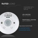 V-Tac Bevegelsessensor 360° PIR - 1000W, 8m, IP20 innendørs, 230V