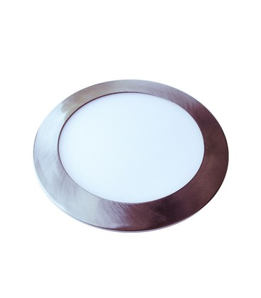 24W LED Slim Panel - Lys-Satin Nikkel, 3000K, Rund.