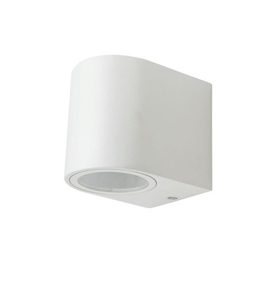 1-veis vegglampe GU10 - aluminium, rund, hvitt hus, IP44