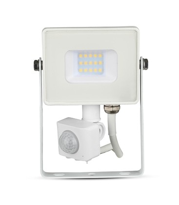 10W Lyskaster - PIR Sensor, Samsung Chip, 3000K, Hvitt Hus.