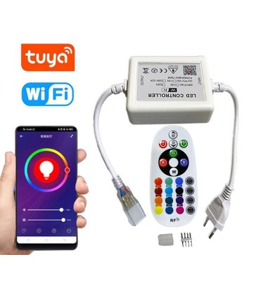 230V RGB 8x16 Neon flex WiFi Smart Home controller - Inkl. endestykke, til 230V, minnefunksjon, 50 m.