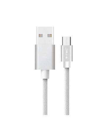 1m Micro USB Kabel - Flettet Nylon, Sølv, Platinum Serien