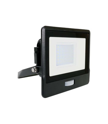 30W Lyskaster - PIR Sensor, Samsung-brikke, 3000K, Svart Hus.