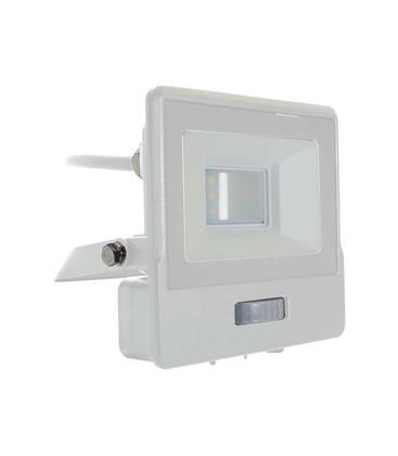 10W Lyskaster - PIR Sensor, Samsung Chip, 1m Kabel, 4000K, Hvit Hus