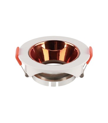 GU10 - Lampe, rund hvit ramme + rosegull reflektor