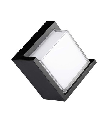 12W LED Vegglampe - 3000K, Svart, Kvadratisk.