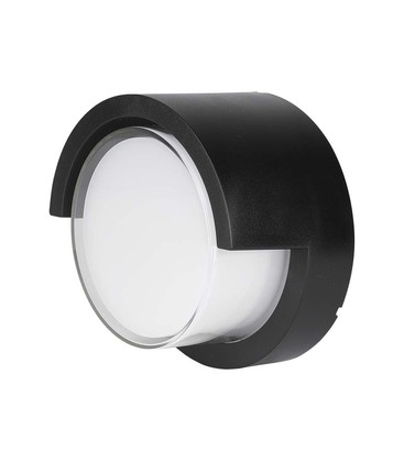 7W LED Vegglampe - 3000K, Sort, Rund