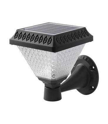 LED Solcelle Vegglampe - RF-kontroll, CCT, 3-i-1, Sort Hus, IP44, 160x160x230mm.