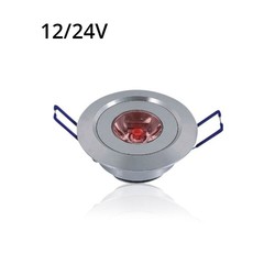 LED belysning LEDlife 1W downlight med rødt lys - hull: Ø4,4 cm, Mål: Ø5,2 cm, 2,2 cm høy, dimbar, 12V/24V