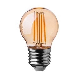 LED lyskilder V-Tac LED 4W Ravfarget kronepære E27 - G45, kulltråd, 2200K