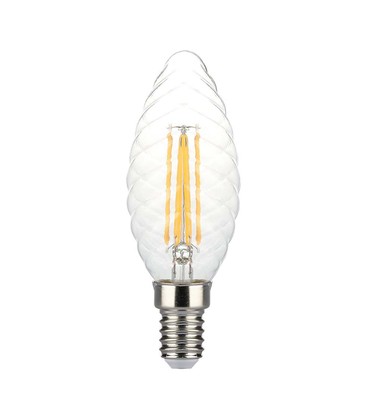 4W Kertepære E14 - LED Twisted, Filament Pære, 3000K, Dimbar.