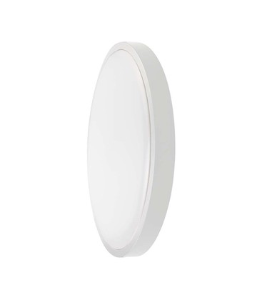 18W LED Kuplampe - Mikrobølgesensor, 3000K, Rund, Hvit Ramme, IP44.