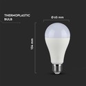 15W A65 LED Pære E27 - 200 graders spredning