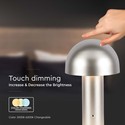 V-Tac oppladbar 3i1 bordlampe - Champagne/Gull, IP20, touch dimbar