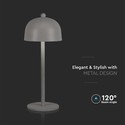 V-Tac Oppladbar bordlampe 3i1 - CCT, grå, IP20, touch dimbar