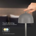 V-Tac Oppladbar bordlampe 3i1 - CCT, grå, IP20, touch dimbar