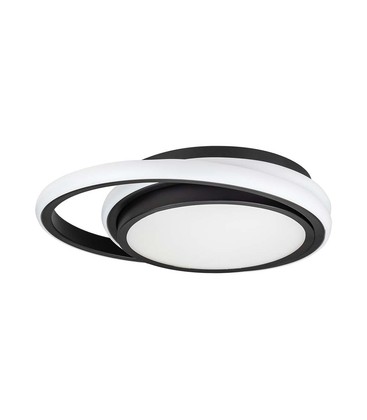 38W LED Designer Lys - 4000K, Svart, Dobbel, Rund