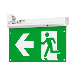Nødlys LED Nødbelysning 4i1 oppheng - EXIT skilt, selvtest-knapp, vegg/tak/vaieroppheng, 6000K