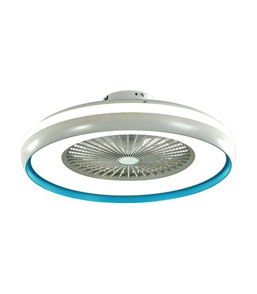 Vifte med taklys 45W - RF kontroll, CCT:3 i 1, AC motor, blå ring