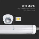 V-Tac vanntett 18W komplett LED armatur - 60 cm, 120 lm/W, gjennomkoblet, IP65, 230V