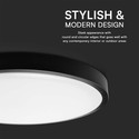 V-Tac 24W LED taklampe - Ø29,5cm, IP44, svart kant, inkl. lyskilde