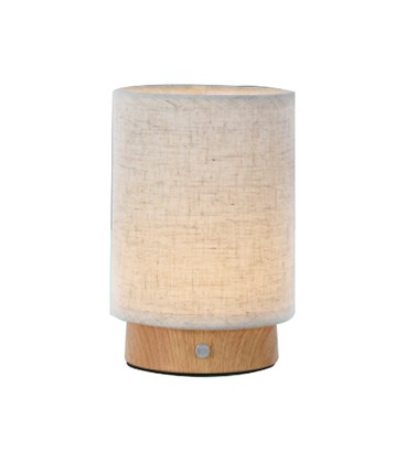V-Tac oppladbar bordlampe - Touch dimbar, tre-finish, beige skjerm V-Tac oppladbar bordlampe - Touch dimbar, tre-finish, beige skjerm