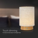 V-Tac oppladbar bordlampe - Touch dimbar, tre-finish, beige skjerm