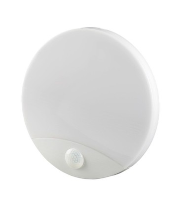 Samsung chip 15W LED vegglampe - PIR sensor, 3i1, rund, hvit hus.