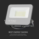 V-Tac 30W RGB+kald hvit lyskaster - Sort hus, fjernkontroll, IP65