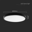 V-Tac 18W LED taklampe - Samsung Chip, Ø25cm, IP44, svart kant, inkl. lyskilde