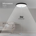 V-Tac 18W LED sensorlampe - Ø29,5cm, IP44, Innebygd sensor, fjernkontroll, svart kant, inkl. lyskilde