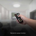 V-Tac 18W LED sensorlampe - Ø29,5cm, IP44, Innebygd sensor, fjernkontroll, svart kant, inkl. lyskilde