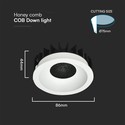12W Blendefri RA90 CCT Downlight Ø86mm - 3 lysfarger, hvit front, Hull: Ø75mm, Honeycomb