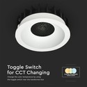 12W Blendefri RA90 CCT Downlight Ø86mm - 3 lysfarger, hvit front, Hull: Ø75mm, Honeycomb