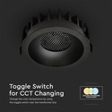 18W Blendefri RA90 CCT Downlight Ø106mm - 3 lysfarger, sort front, Hull: Ø95mm, Honeycomb