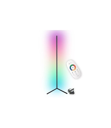 20 Watt hjørnelampe i RGB med fjernkontroll - Sort, 140cm høy, styres medfølgende fjernkontrollen