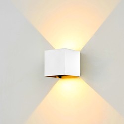 Vegglamper LEDlife CUBIC 6W væglampe - Hvit, firkantet, op/ned, justerbar, inde / ude, IP65, inkl. lyskilde