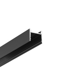 Påbygg 2m aluprofil HOOD14 F/U1 - Sort anodisert, påbygging, LED-skinne