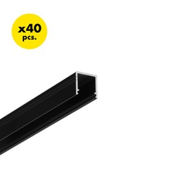 Påbygg 40 stk. 2m aluprofil SMART10 AC2/Z - Svart anodisert, påbygging, LED skinne