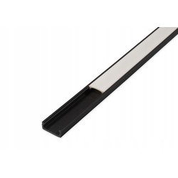 Alu / PVC profiler PVC profil 16x7 til LED strip - 1 meter, svart, inkl. melkehvitt deksel