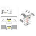 2m aluminiumsprofil PHIL RECESSED C10 - Anodisert, innfelt, LED skinne