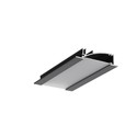 2m aluminiumsprofil FLAT8 H/UX - Sort anodisert, innebygd, LED skinne